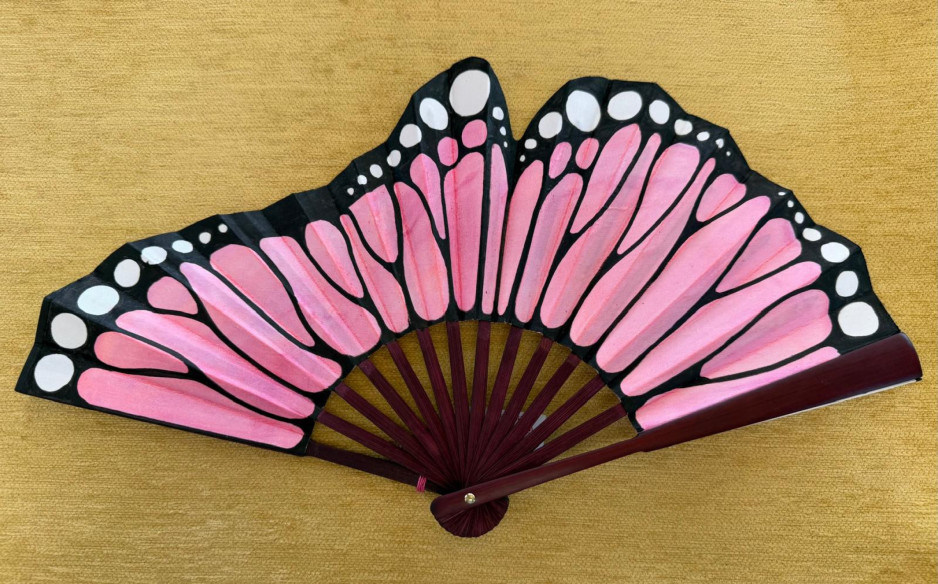 Abanico seda mariposa