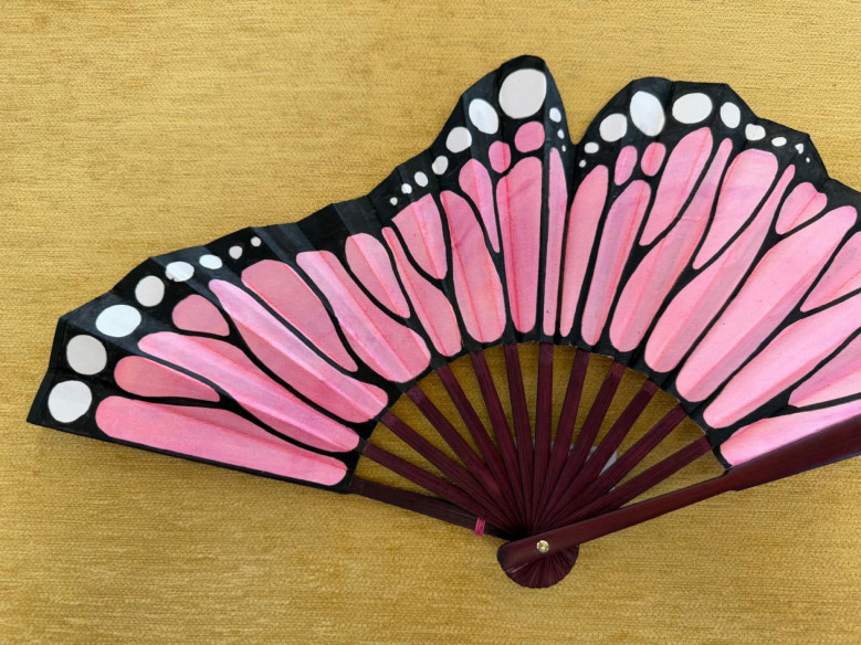 Abanico seda mariposa