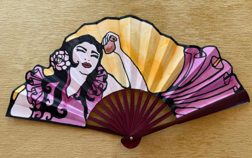 Abanico seda flamenca