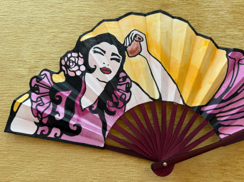 Abanico seda flamenca