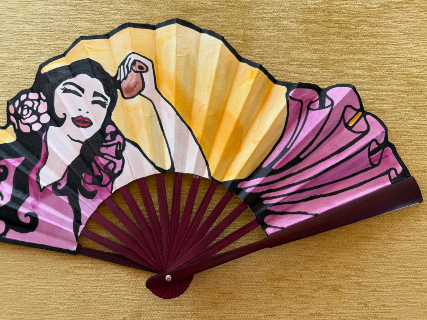 Abanico seda flamenca