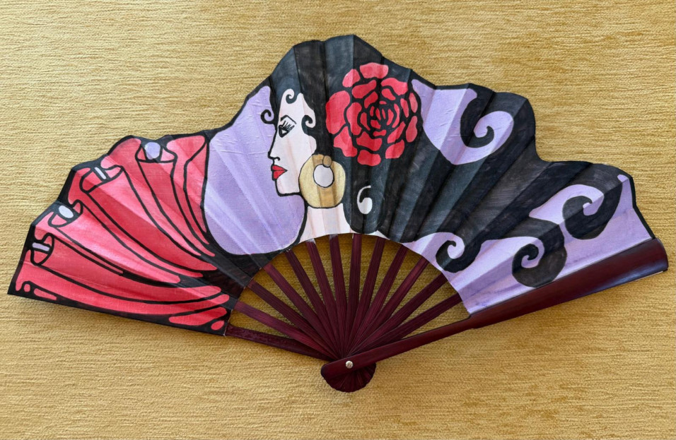 Abanico seda flamenca