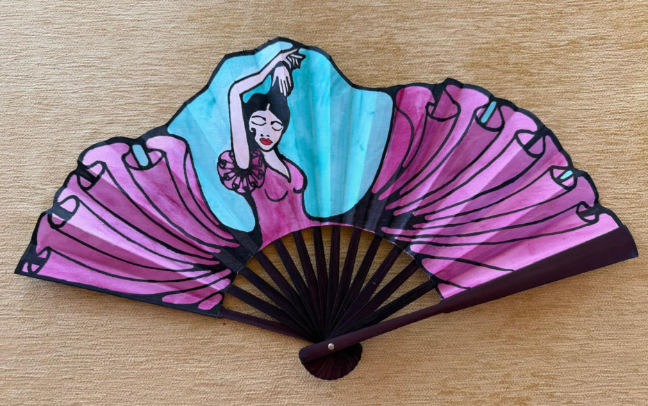 Abanico seda flamenca