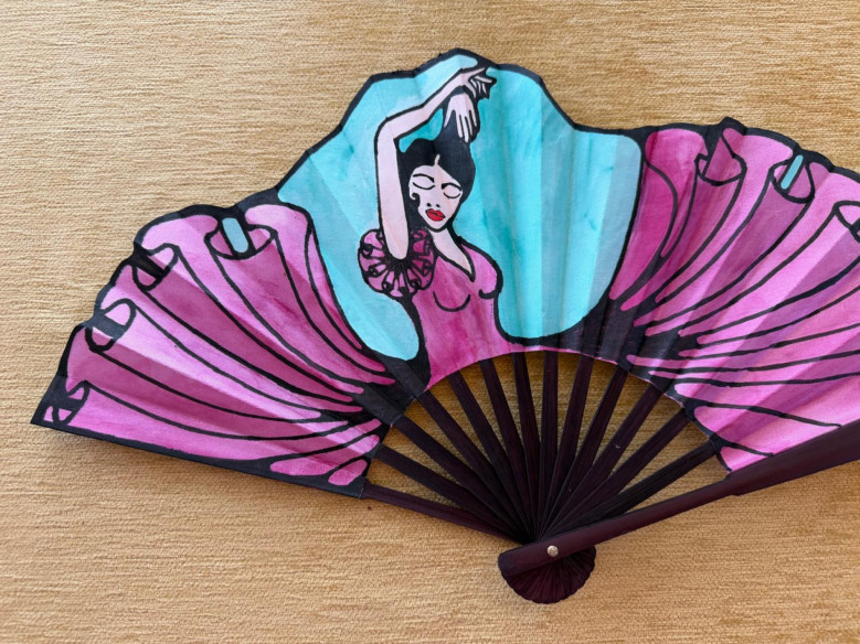 Abanico seda flamenca
