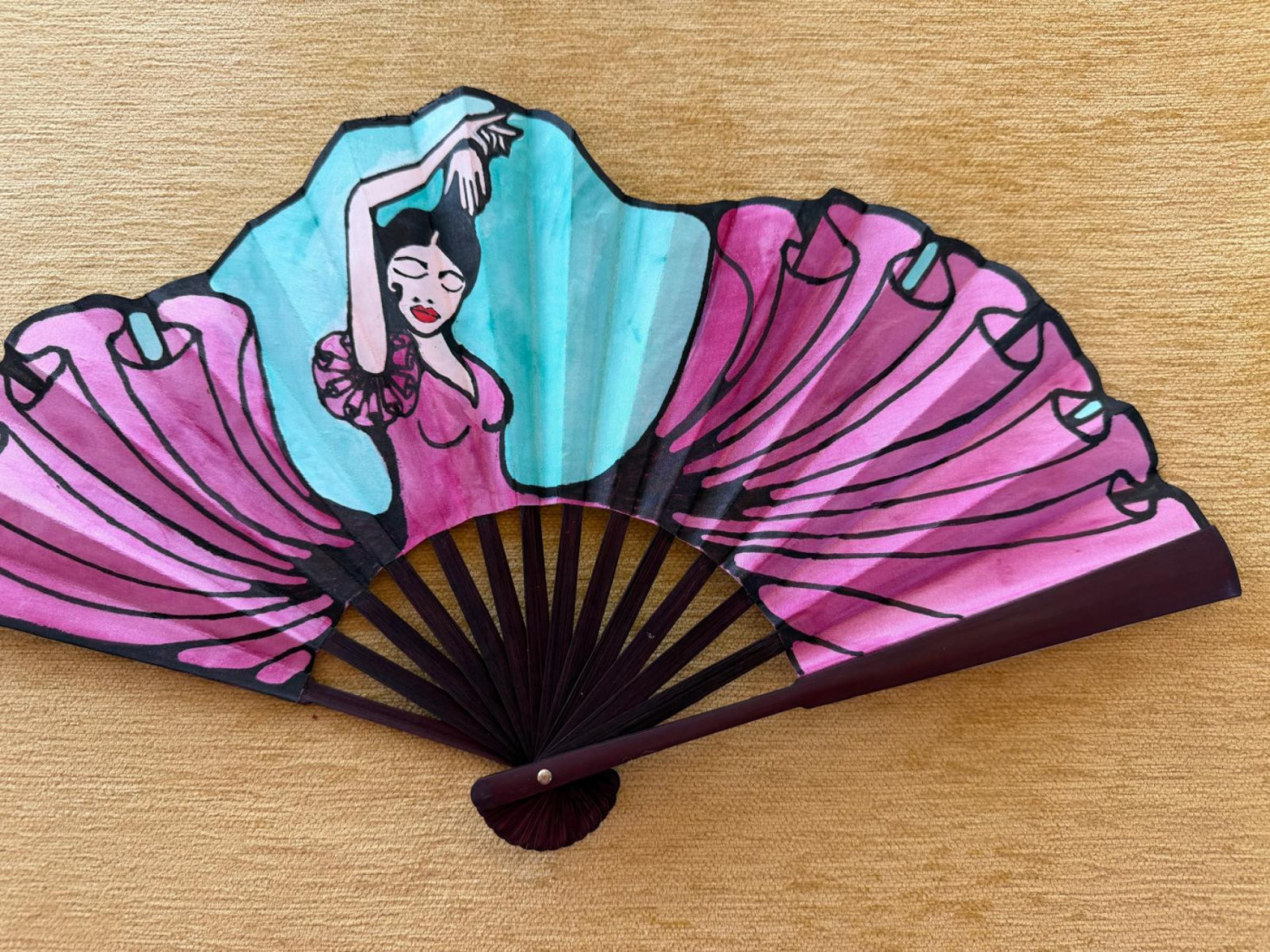 Abanico seda flamenca