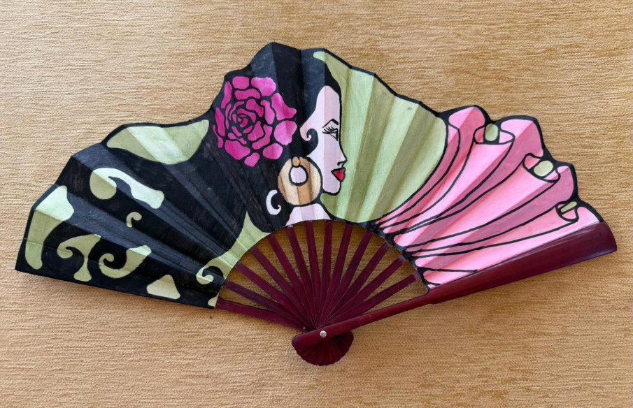 Abanico seda flamenca