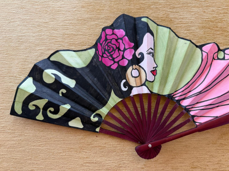 Abanico seda flamenca