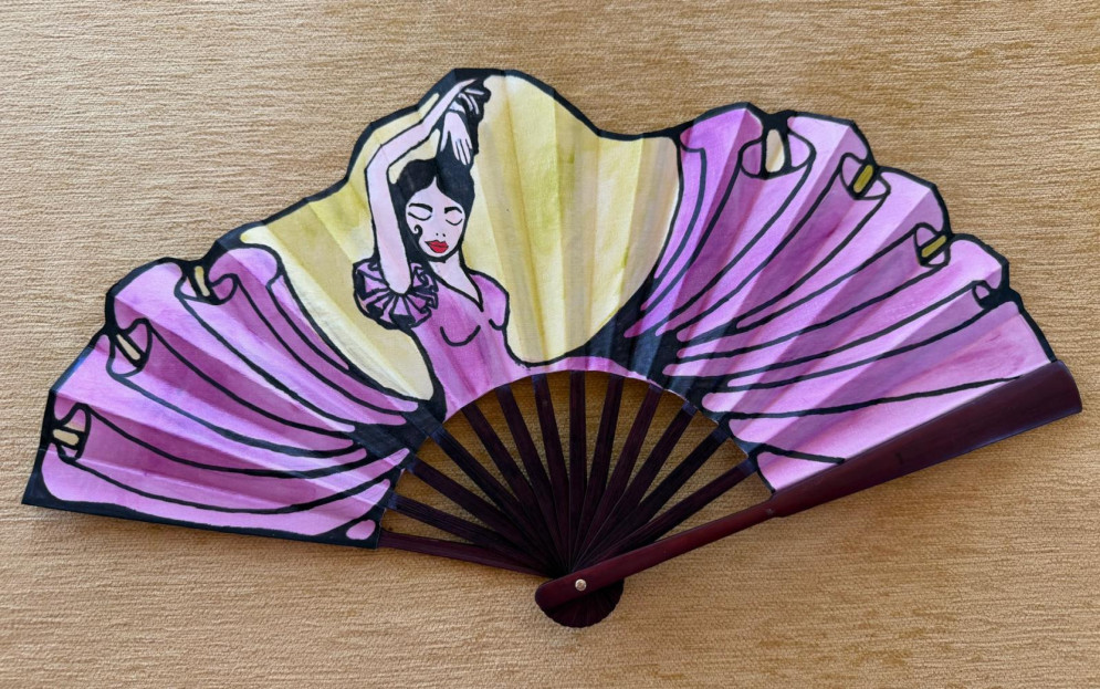 Abanico seda flamenca