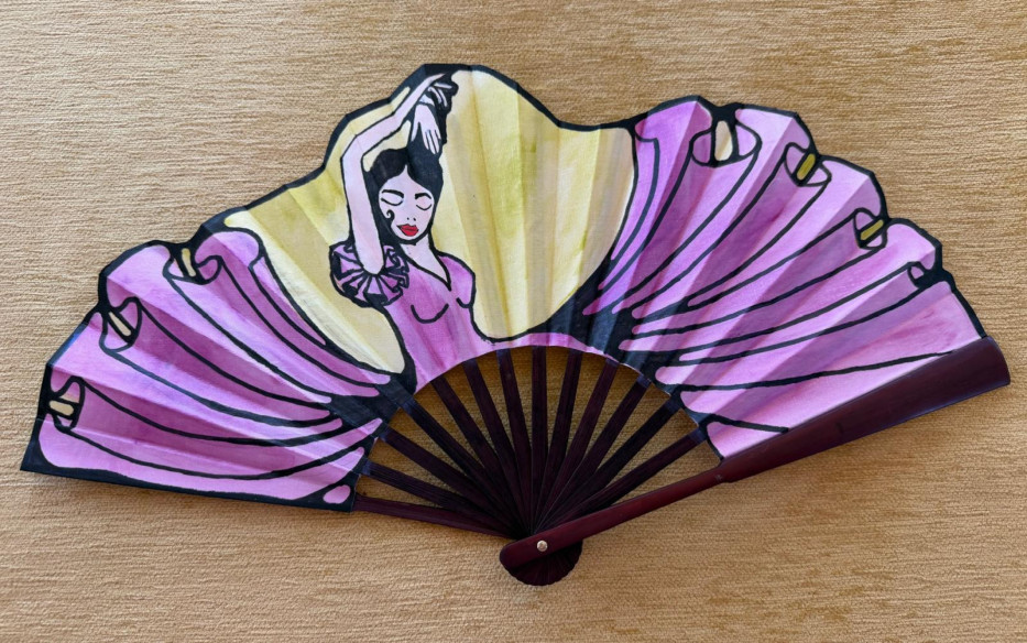 Abanico seda flamenca
