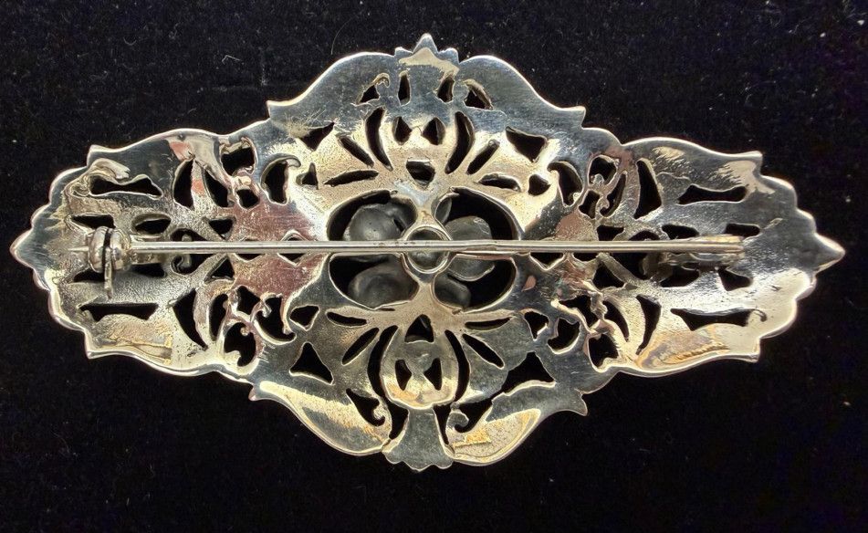 Broche plata marcasitas