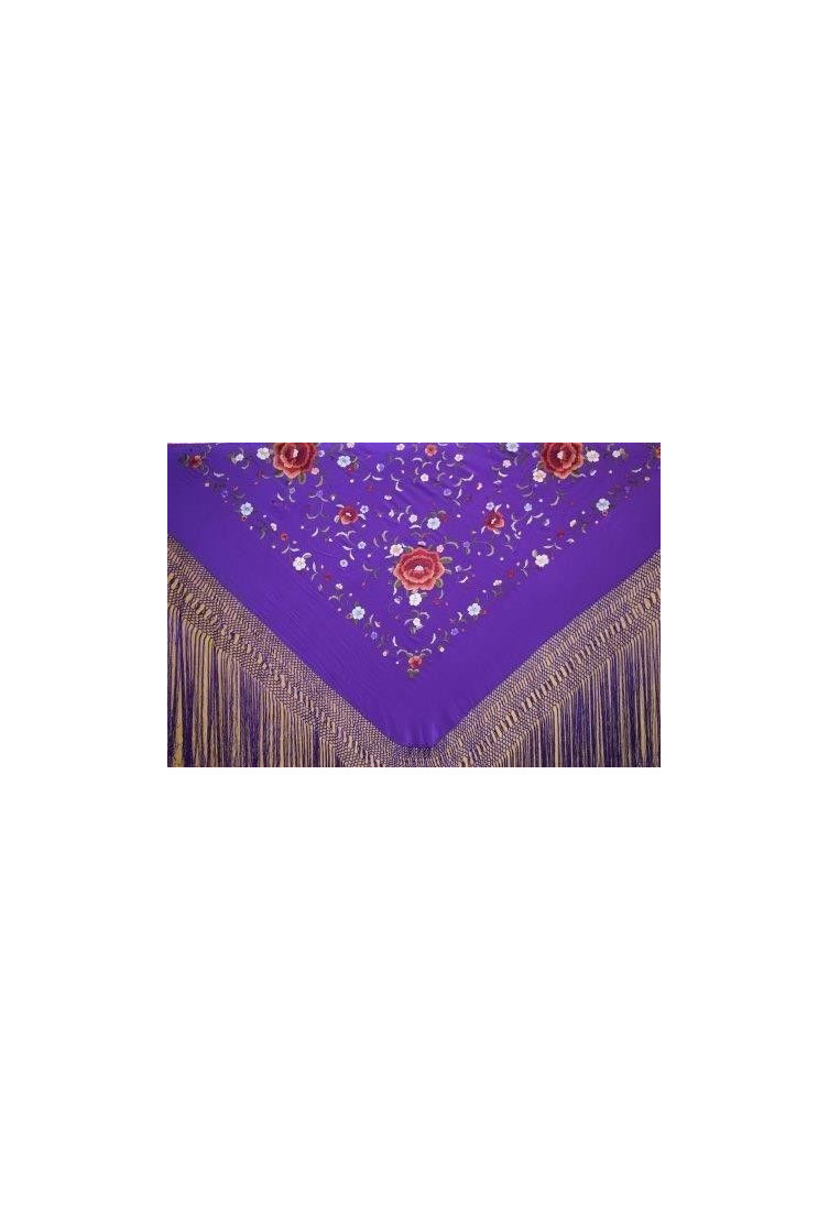 Mantón bordado a mano en seda 140 cm