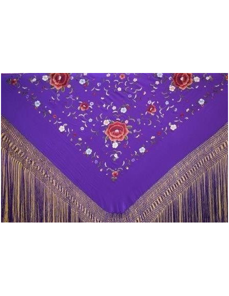 Mantón bordado a mano en seda 140 cm