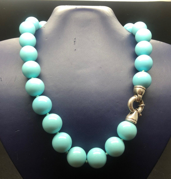 Collar perlas turquesa 45cm 16mm