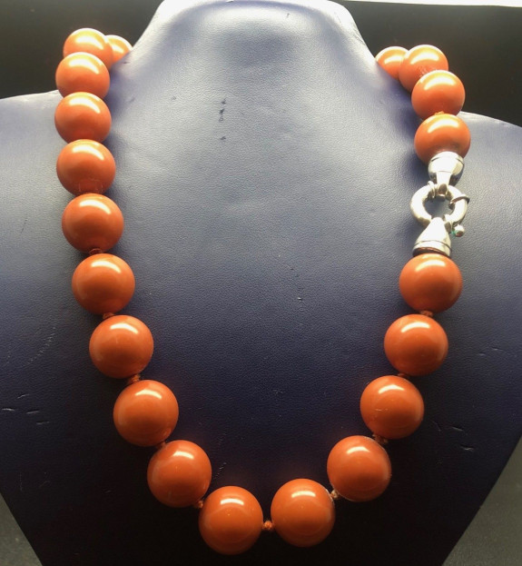 Collar perla coral 45cm 16mm