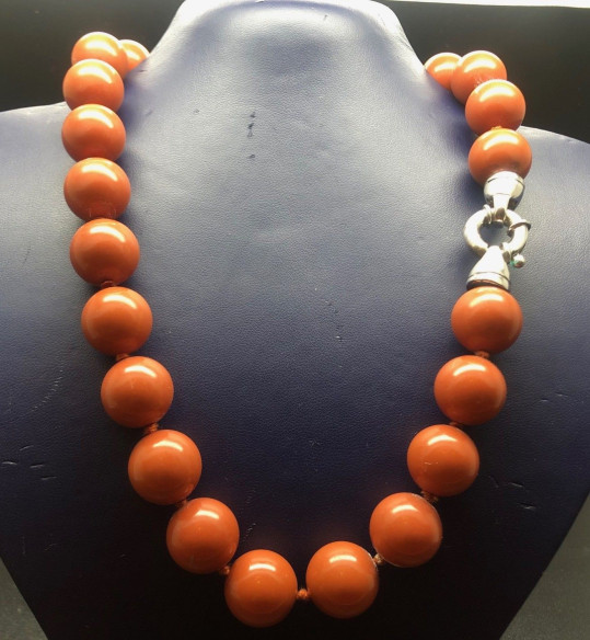 Collar perla coral 45cm 16mm