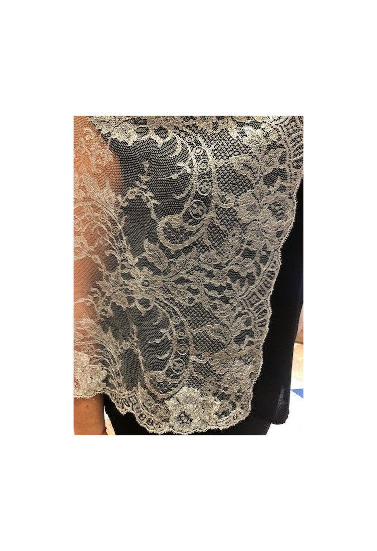 Mantilla bordada a máquina plata metalizada 115*200