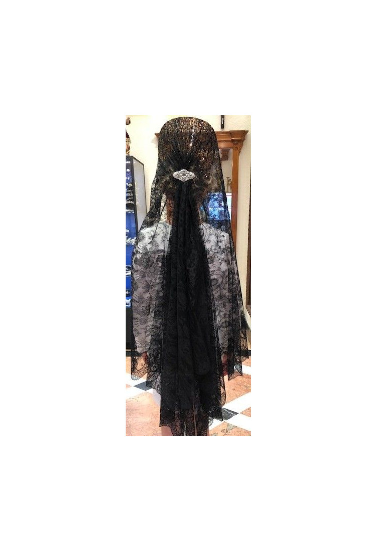 Mantilla bordada a máquina chantilly 110*220