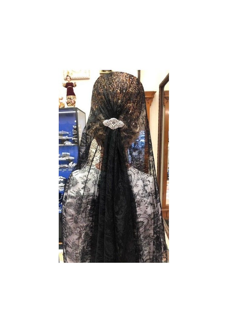 Mantilla bordada a máquina chantilly 110*220