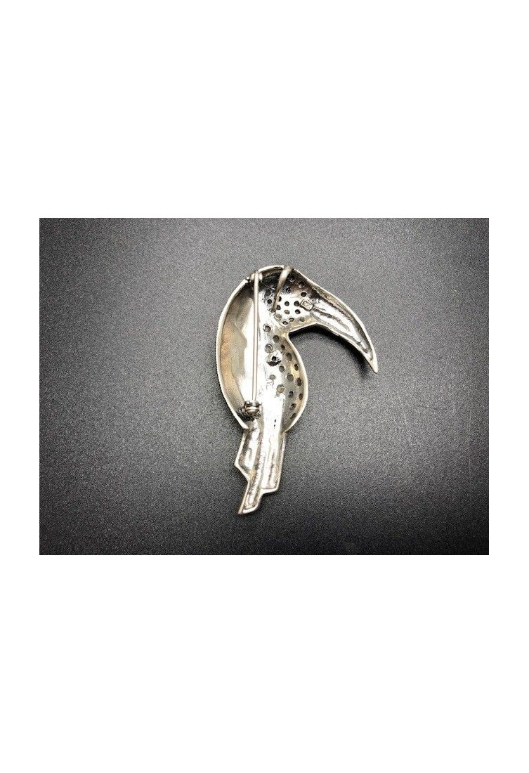 Broche tucán plata con marcasitas y esmalte