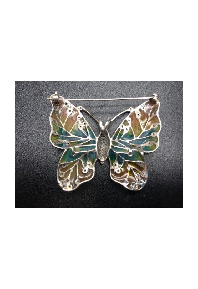 Broche mariposa plata marcasitas vidriada