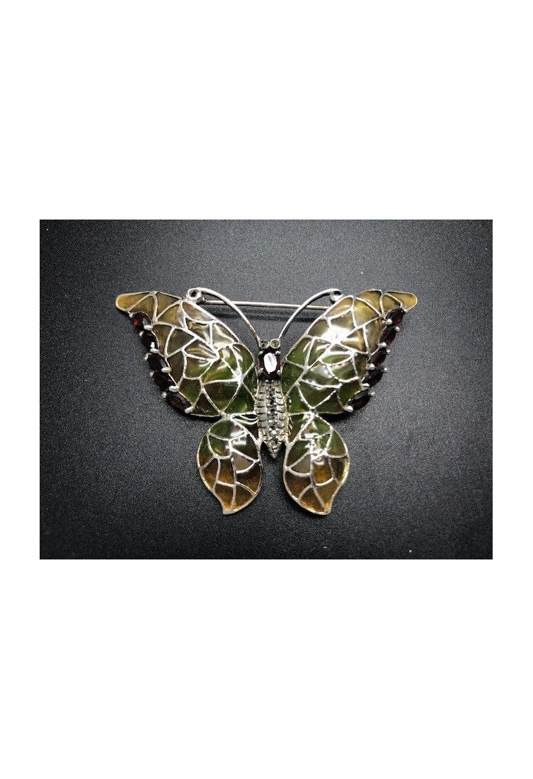 Broche mariposa plata vidriada