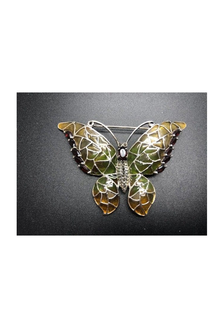 Broche mariposa plata vidriada