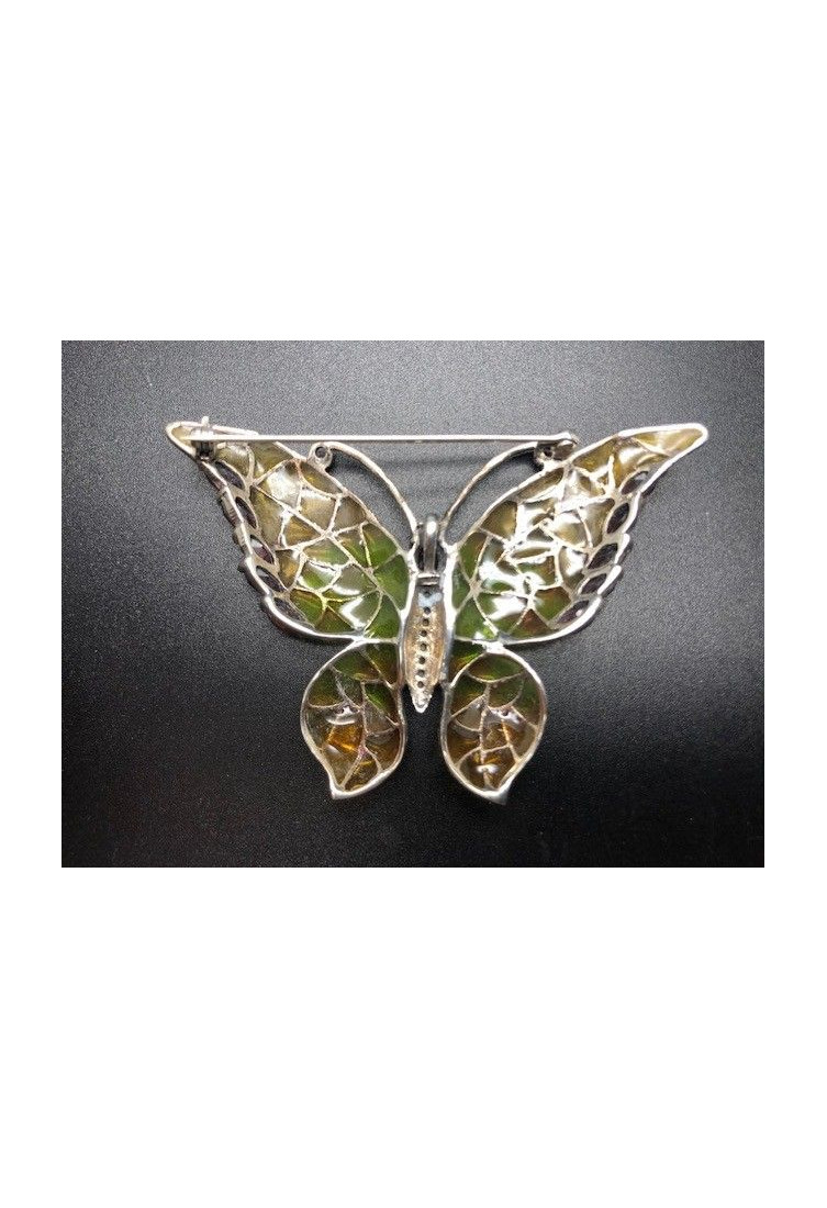 Broche mariposa plata vidriada