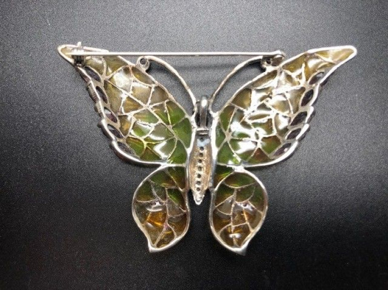 Broche mariposa plata vidriada