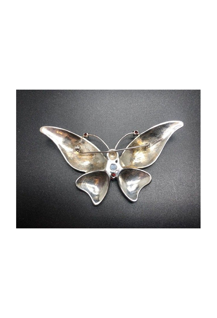 Broche mariposa plata con marcasitas y esmalte