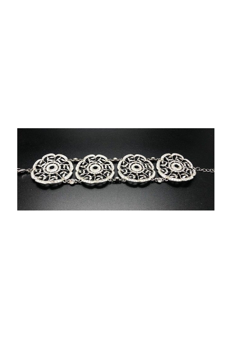 Pulsera ancha circonitas rodio