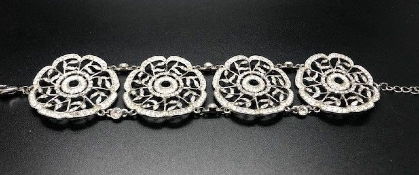 Pulsera ancha circonitas rodio