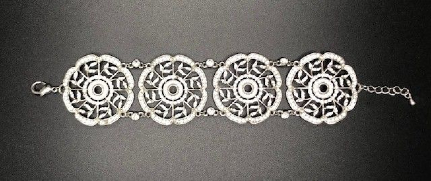 Pulsera ancha circonitas rodio