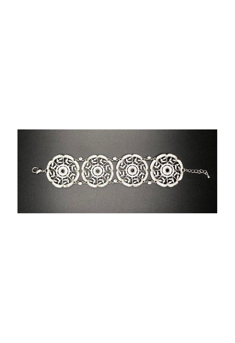 Pulsera ancha circonitas rodio