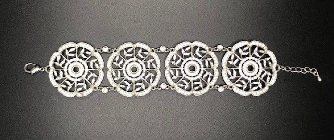 Pulsera ancha circonitas rodio