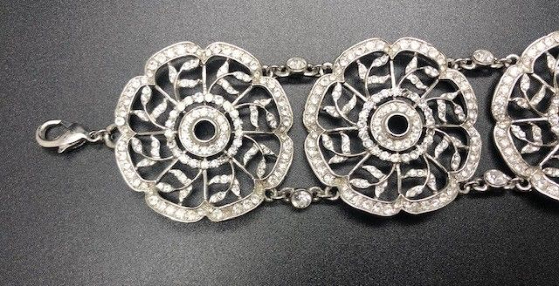 Pulsera ancha circonitas rodio