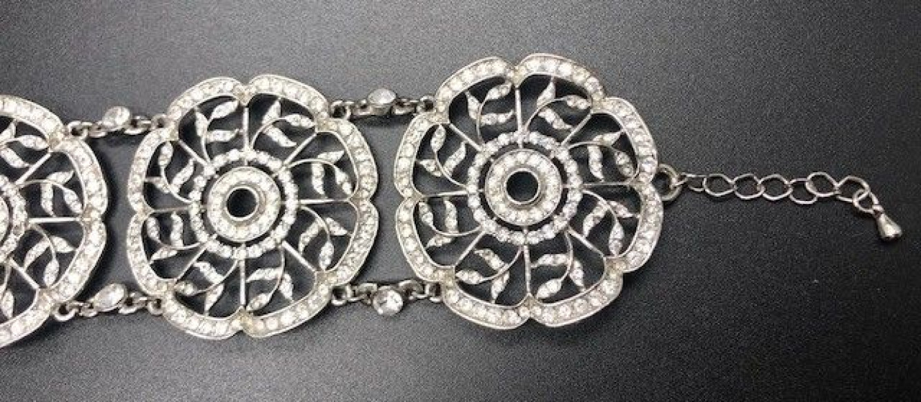 Pulsera ancha circonitas rodio