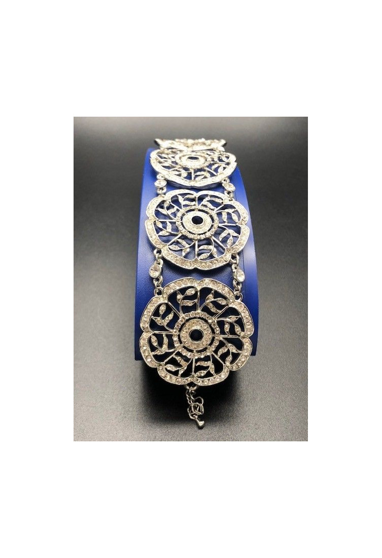 Pulsera ancha circonitas rodio