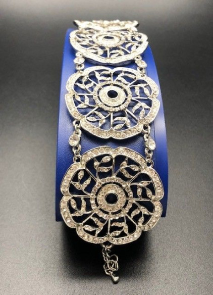 Pulsera ancha circonitas rodio
