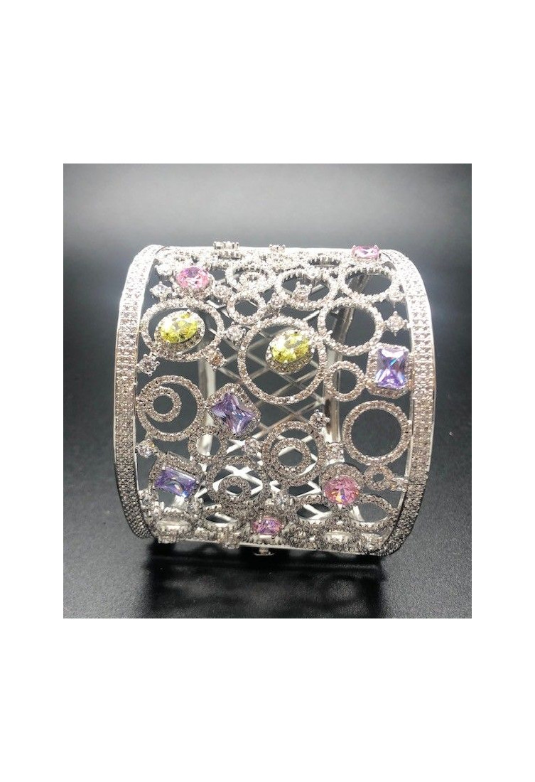 Pulsera ancha rígida cristal colores rodio