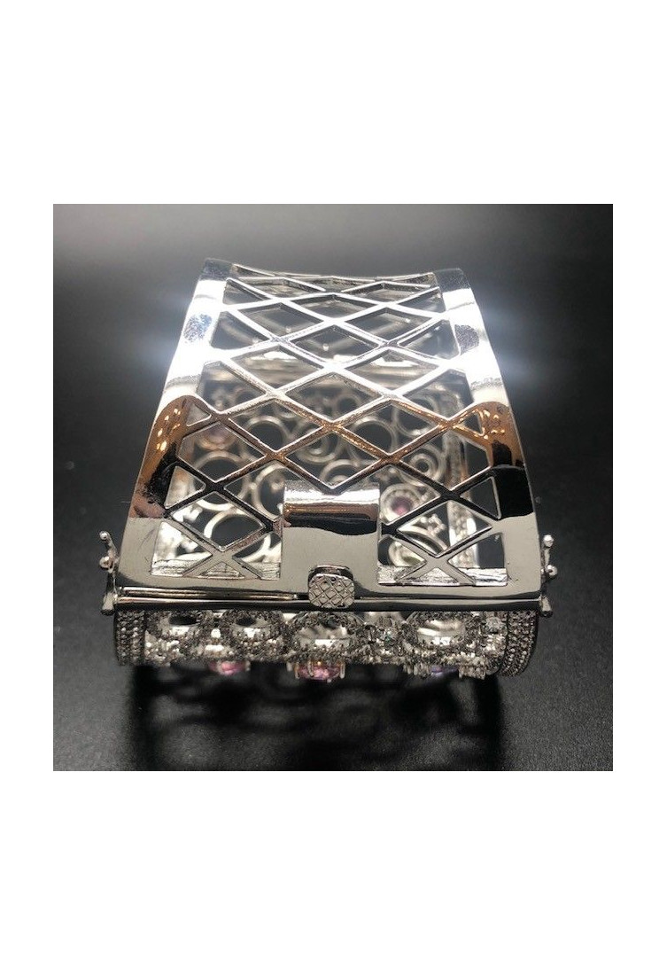 Pulsera ancha rígida cristal colores rodio
