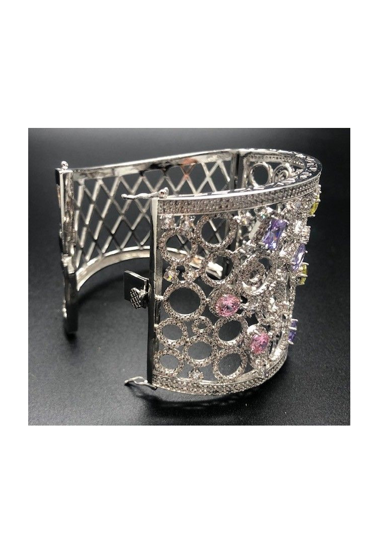 Pulsera ancha rígida cristal colores rodio