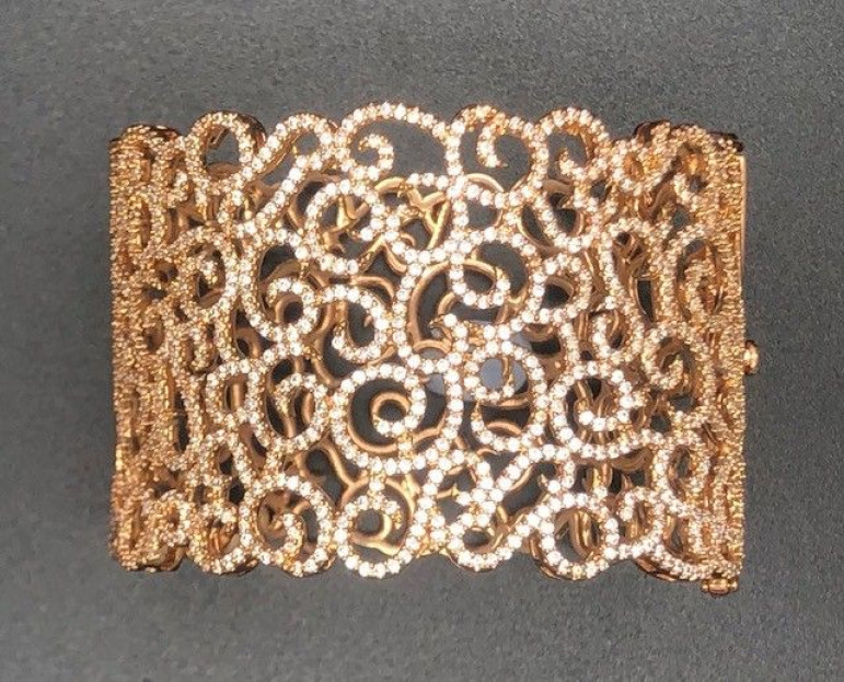Pulsera ancha rígida oro rosa