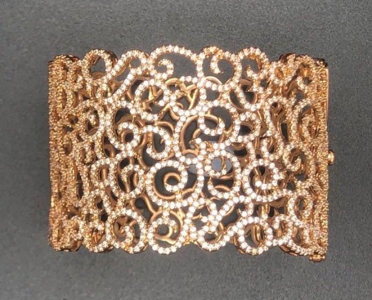 Pulsera ancha rígida oro rosa