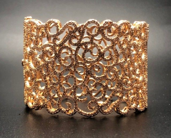Pulsera ancha rígida oro rosa