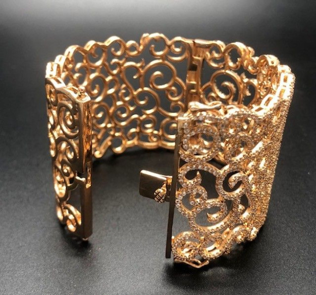 Pulsera ancha rígida oro rosa