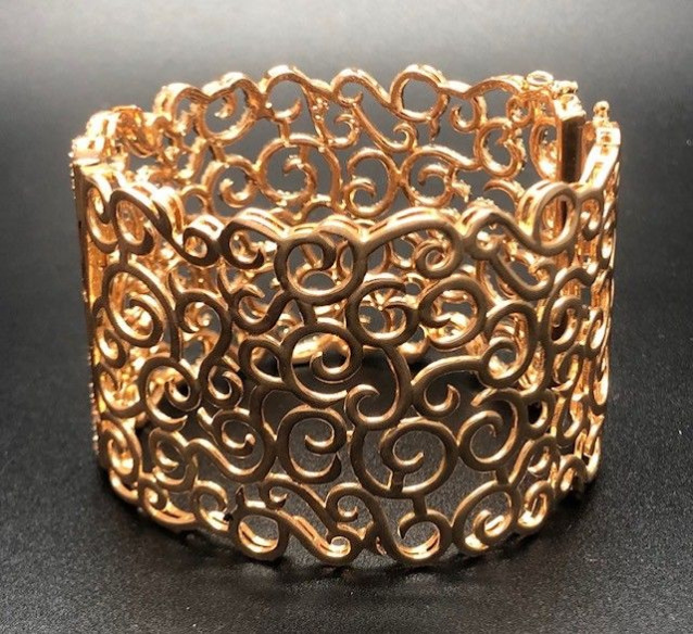 Pulsera ancha rígida oro rosa