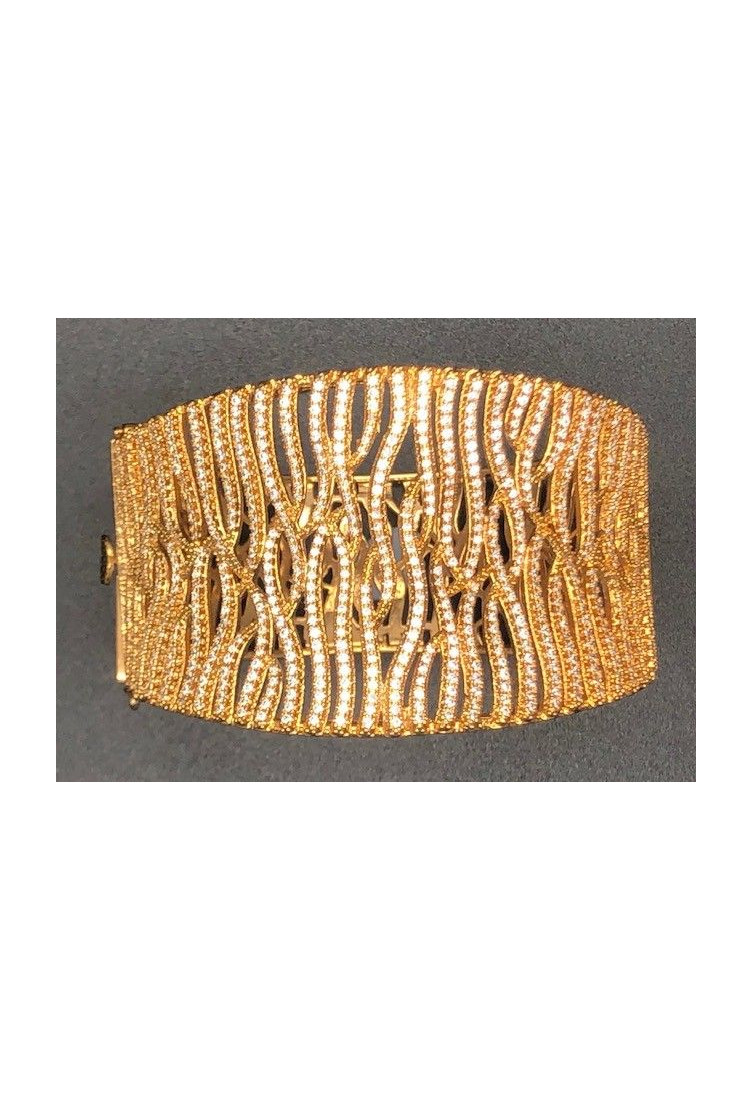 Pulsera ancha rígida color cobrizo con circonitas