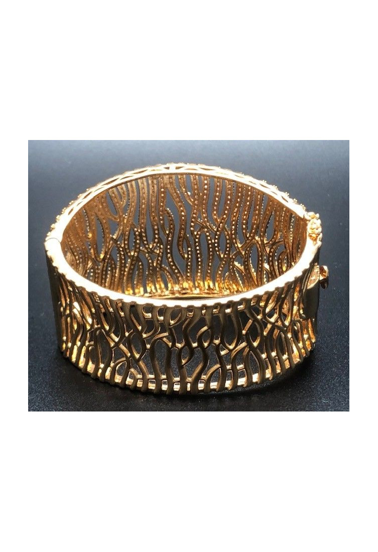 Pulsera ancha rígida color cobrizo con circonitas