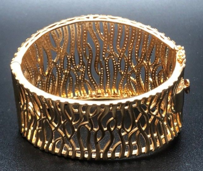 Pulsera ancha rígida color cobrizo con circonitas