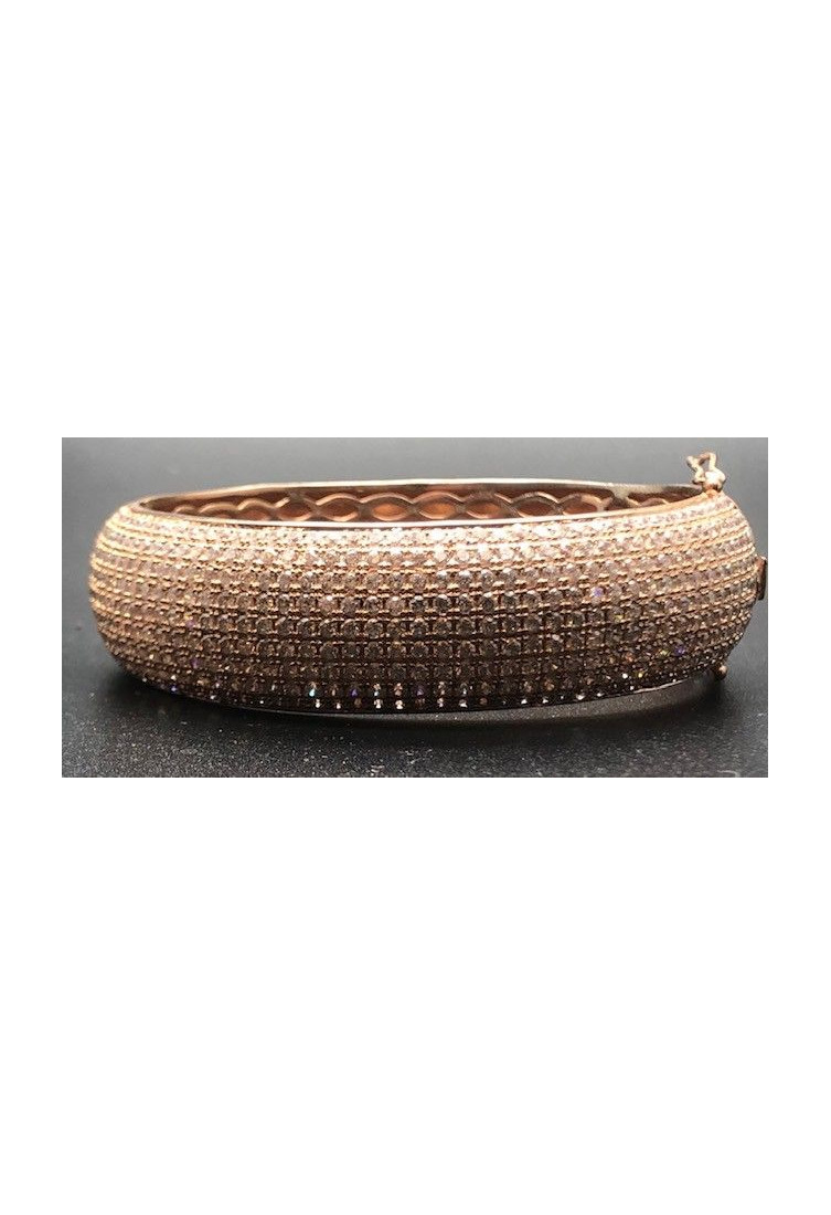 Pulsera rígida color cobrizo circonitas